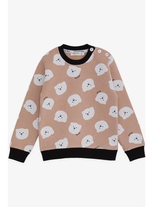 Breeze Kız Çocuk Sweatshirt Ayıcık Desenli 1.5-5 Yaş, Bej