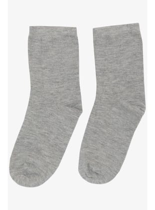 Artı Kız Çocuk Soket Çorap Basic 1-10 Yaş, Gri Melanj