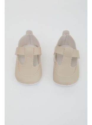 Bebiccino Kız Bebek Patik Ayakkabı Cırtlı 18-19 Numara, Bej