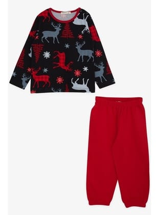 Breeze Erkek Bebek Pijama Takımı Geyik Desenli 9 Ay-3 Yaş, Siyah