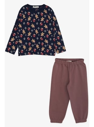 Breeze Erkek Bebek Pijama Takımı Kurabiye Desenli 9 Ay-3 Yaş, Lacivert