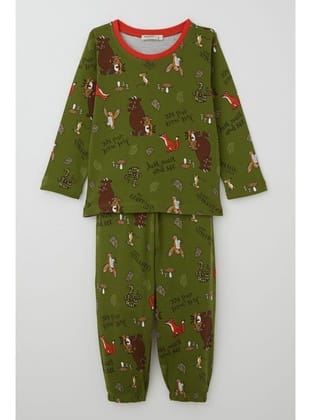 Breeze Erkek Bebek Pijama Takımı The Gruffalo Desenli 9 Ay-3 Yaş, Haki Yeşil