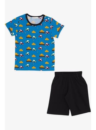 Breeze Girls & Boys Erkek Çocuk Şortlu Pijama Takımı Traktör Desenli 1.5-5 Yaş, Mavi