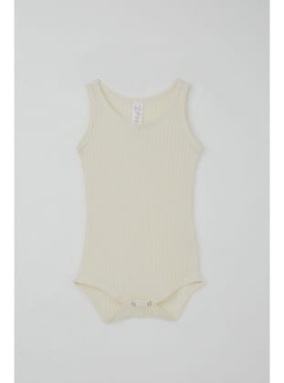 Breeze Kız Bebek Çıtçıtlı Atlet Zıbın Body Jakarlı 9 Ay-3 Yaş, Ekru