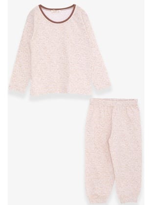 Breeze Kız Bebek Pijama Takımı Desenli 9 Ay-3 Yaş, Bej Melanj