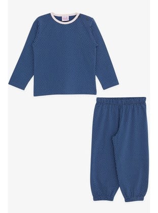 Breeze Kız Bebek Pijama Takımı Puantiye Desenli 9 Ay-3 Yaş, Lacivert