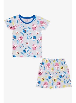 Breeze Kız Bebek Pijama Takımı Renkli Köpekbalığı Desenli 9 Ay-3 Yaş, Açık Gri Melanj