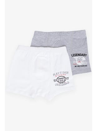 Katamino Erkek Çocuk Boxer 2 Li Slogan Temalı Yazı Baskılı 1-13 Yaş, Karışık Renk