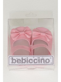 Bebiccino Kız Bebek Rugan Babet Ayakkabı Fiyonklu Cırtlı 18-19 Numara, Pembe