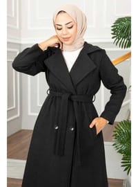 4 Düğmeli Tesettür Kaban Siyah