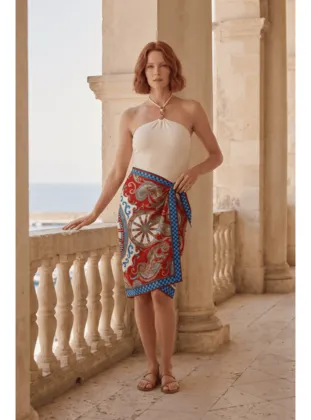 Riviera Paisley Desenli Plaj Beach Pareo - Iç Göstermeyen Parlak Kumaş - 75x155 cm