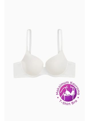 T-shirt Bra Dolgusuz Sabit Kalın Askı - Beyaz - 2531