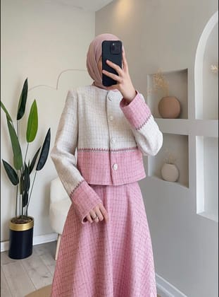 44101 - Tesettür İkili Takım Pembe-Z20
