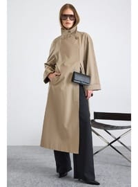 Dik Yaka Oversize Su İtici Trençkot TAŞ 6874