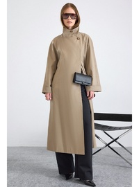 Dik Yaka Oversize Su İtici Trençkot TAŞ 6874