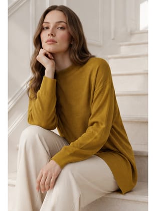 Triko Tunik R7183 Yağ Yeşili