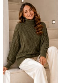 Balıkçı Yaka Triko Kazak R4518 Haki
