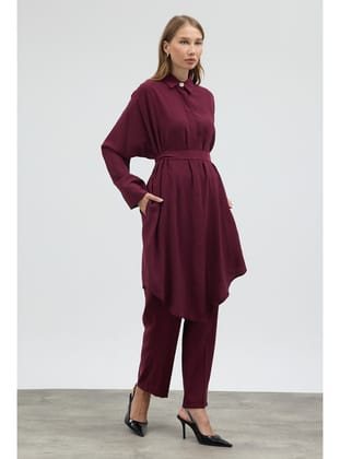 Modal Cupra Tunik Pantolon Takım - Bordo