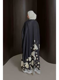 Çiçekli Kaftan Elbise 32 2938 SİYAH