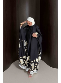 Çiçekli Kaftan Elbise 32 2938 SİYAH
