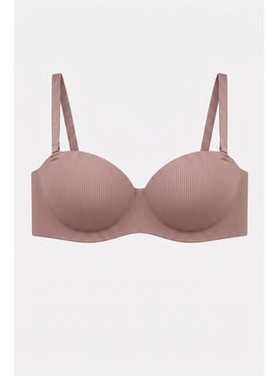 Lotus Lazer Dikişsiz Balensiz Push Up Sütyen - Bronz Kahve - 2818