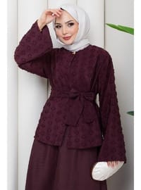 Halka Desen Kabartmalı İkili Takım Bordo HM2881