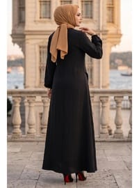 Yandan Tokalı Ayrobin Elbise Siyah HM2914