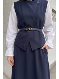 Asimetrik Yelekli ikili Takım Lacivert