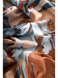 Kadın Digital Baskılı Fırça Desen Soft Eşarp 90x90 Cm HARDAL