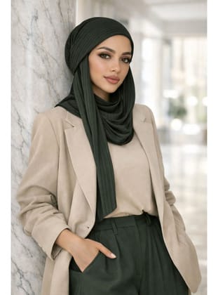 Haki Çizgili Bandana Bone Şal
