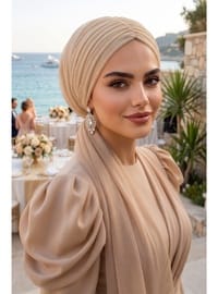 Bej Tül Büzgülü Dolama Bone