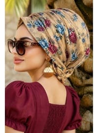 Camel Yaprak Desenli Tokalı Bone