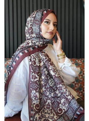 Etnik Desen Bordo Soft Pamuk Şal
