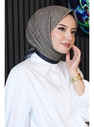 Geometrik Desen Siyah Soft Pamuk Eşarp