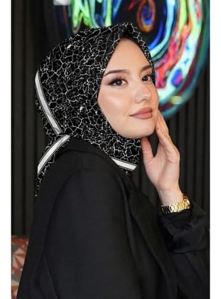 Mermer Desen Beyaz Soft Pamuk Eşarp
