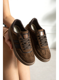 Kahve Kadın Sneaker Spor Ayakkabı Günlük Rahat Tabanlı Şık Casual Ayakkabı 025A