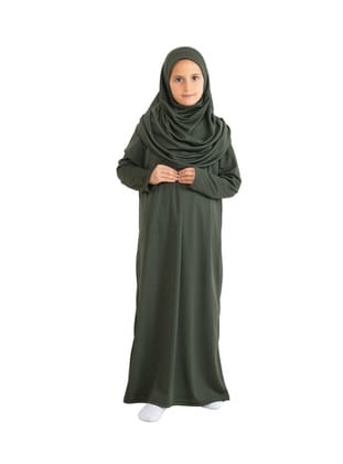 Çocuk Namaz Elbisesi Seti 8-12 Yaş Khaki