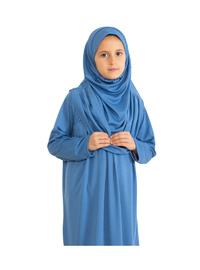 Çocuk Namaz Elbisesi Seti 8 12 Yaş İndigo