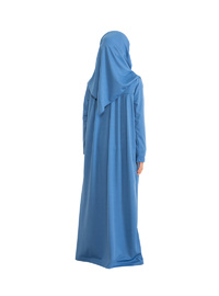 Çocuk Namaz Elbisesi Seti 8 12 Yaş İndigo