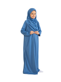 Çocuk Namaz Elbisesi Seti 8 12 Yaş İndigo
