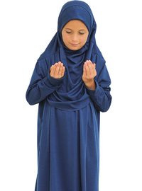 Çocuk Namaz Elbisesi Seti 8-12 Yaş Lacivert