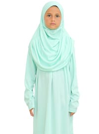 Çocuk Namaz Elbisesi Seti 8-12 Yaş Mint Yeşili
