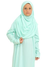 Çocuk Namaz Elbisesi Seti 8-12 Yaş Mint Yeşili