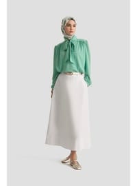 Mint Boyun Kurdele Desenli Tunik 25YT303