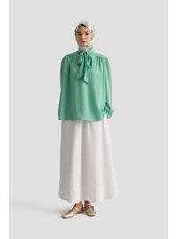 Mint Boyun Kurdele Desenli Tunik 25YT303