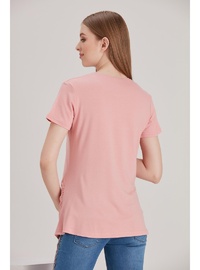 Işıl 4473 Fermuardan Bakan Bebek Viskon Hamile Kısa Kol T Shirt Pudra