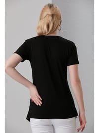 Viskon Hamile Kısa Kol T Shirt Siyah