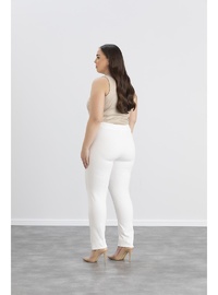 Işıl 4551 Büyük Beden Kadın Kız Kumaş Pantolon Ekru