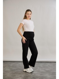 İki İplik Lycra Penye Hamile Boru Paça Pantolon Siyah