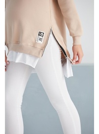 IŞŞIL 6465 Üç İplik Penye Yünlü Hamile Giyim SweatShirt Bej